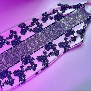 Solemio Blue and White Print Halter Mini Dress